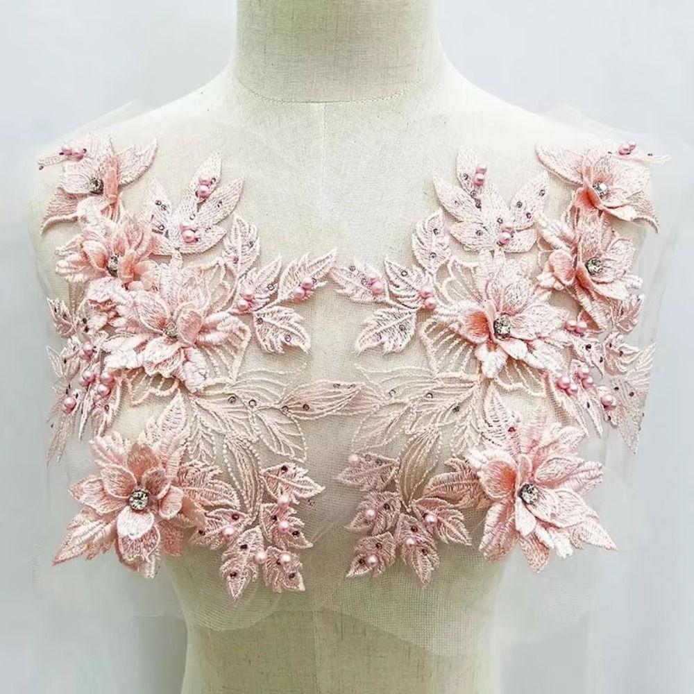 Flower Embroidery Sequin Embroidery Patch Luxury Flower Embroidered Patches  Sewing