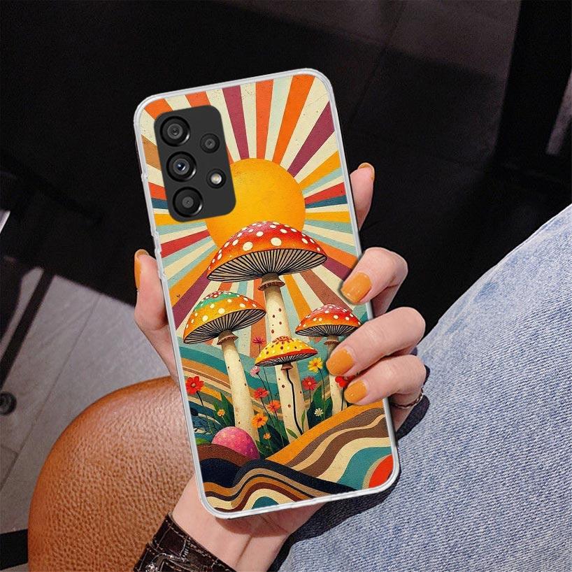 Boho Hippy Mushroom Sunrise Phone Case For Samsung Galaxy A52 A32 A22 A12 A51 A31 A50S A30S A20S A10S Note 20 Ultra 10 Plus S10