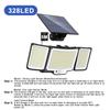 328 светодиодных настенных светильников на солнечных батареях для улицы 228 уличный светильник IP65 водонепроницаемый прожектор с датчиком движения солнечный 3-режимный уличный светильник садовое уличное украшение