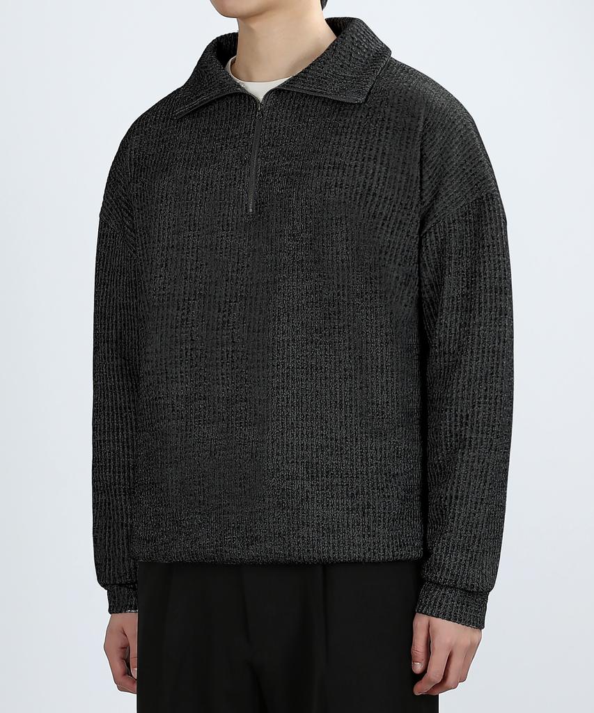 VERYVAIN Ravine Tex Zip-Up Knit (Dark Gray)