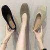 Fashion 2024Spring Summer Ballet Flats Women Casual Knit Fabric Stretchy Square Toe Flat Heel Boat Shoes