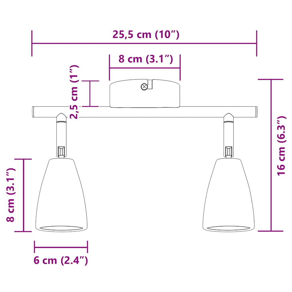 White Ceiling Spot Light with Adjustable Spotlights 25.5 x 8 x 16 cm Metal