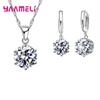 Women Bridal Jewelry Sets 5A Cubic Zircon Crystal Stone Pendant Necklace Earrings for Wedding