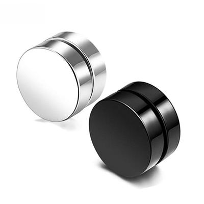 Магнитные серьги из нержавеющей стали в стиле панк для мужчин, серебристые, черные, непирсинговые поддельные серьги-гвоздики 6/8 мм, букле D'oreille Homme