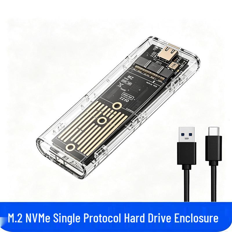 Прозрачный корпус для NVMe M.2 SSD, мобильный бокс для ноутбука 10 Гбит/с