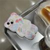 Корейский милый чехол с рисунком граффити и цветком 3d мультяшного медведя для Iphone 14 13 12 11 Pro Max, глянцевый противоударный мягкий чехол с милыми животными