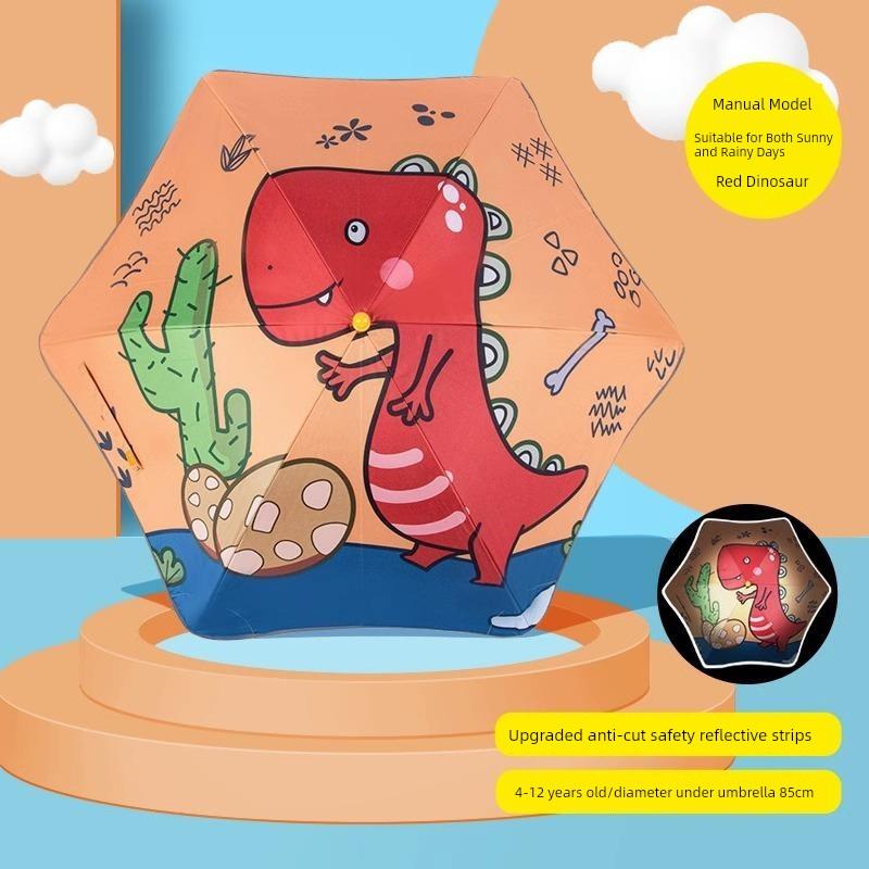 Children's Umbrella Kindergarten Baby Boys and Girls Kids Student Cartoon School Umbrella Lightweight Dinosaur Unicorn Umbrella