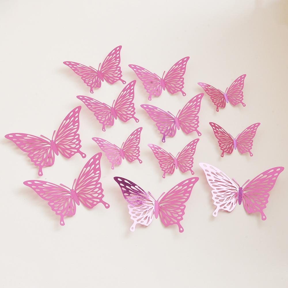 12 шт. Наклейки-бабочки 3D Флэш-цвет Наклейки на стену для домашнего декора Золотые Серебряные Красные Синие Наклейки для плитки Окна DIY Настенное искусство