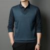 Business Casual Men's Middle-aged Fashion Pullover Men's Sweater Fake Two Pieces Autumn New Shirt Collar Sweater