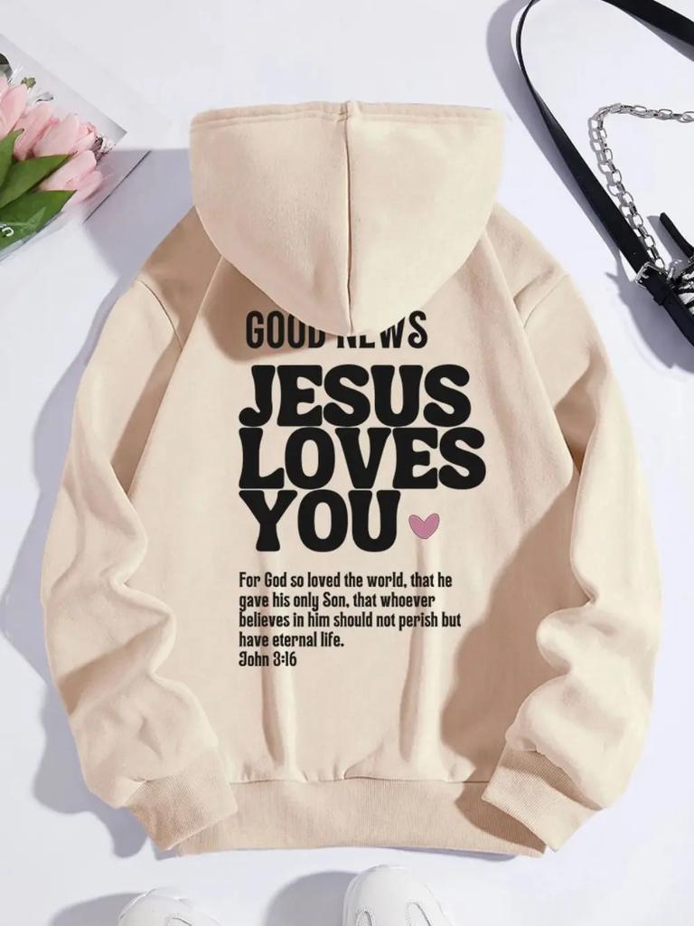 Autumn Mens Hoodies Good News Jesus Loves You Printing Pullovers Loose Pocket Warm Comfortable Sweatshirts Street Clothing