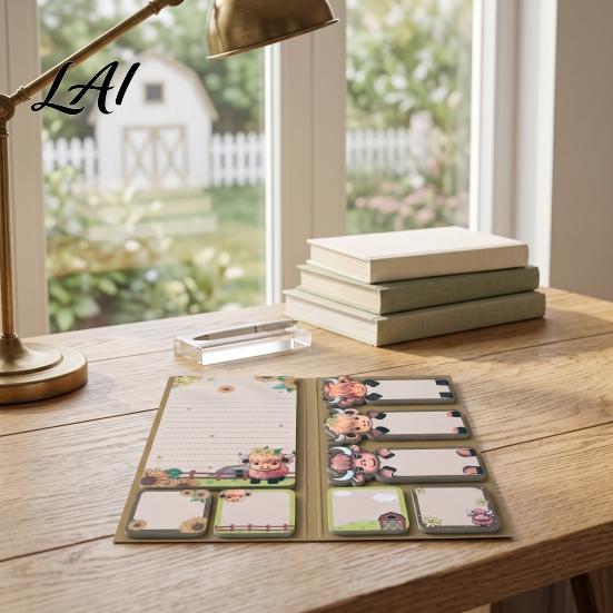 Sticky Notepads Set Highland Yak Shaped Set Cute Cartoon Paper Memo Pads Self Adhesive Page Markers Assorted Shapes And Sizes Index Tabs for