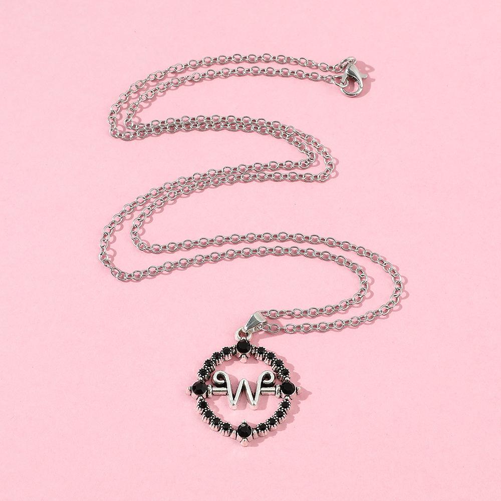 Ожерелье с черными бусинами и буквой W, подвеска на шею, цепочка для женщин и мужчин, готические украшения для вечеринок, аксессуары, подарки