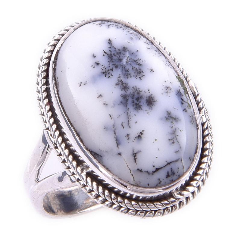 Ювелирное кольцо из натурального дендритового опала из стерлингового серебра 925 пробы S.6.5 I1a11