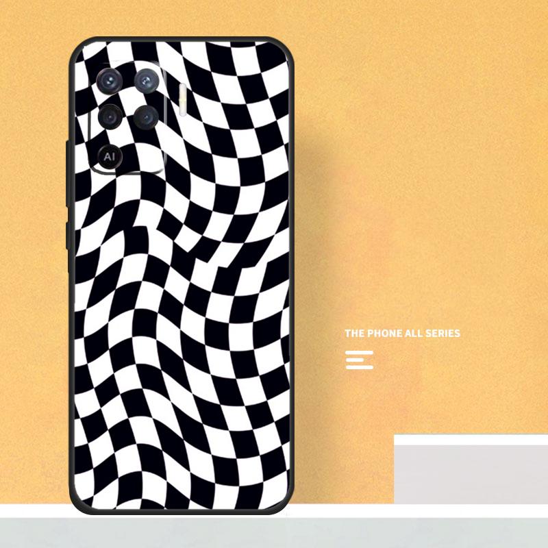 Crazy Checkered Case For Oppo A74 A94 A54 A15 A17 A57 A6 A5 Pro A16 A76 A96 A40 A60 A80 A18 A38 A58 A78 A98