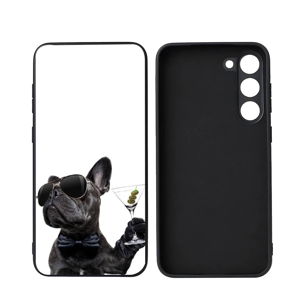 Pug Dog French Bulldog Luxury Black Phone Case For Samsung Galaxy S23 S24 S25 Ultra S22 Plus S21