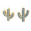 [N7129] - Позолоченные серьги «Кактус» с бирюзой и золотом.