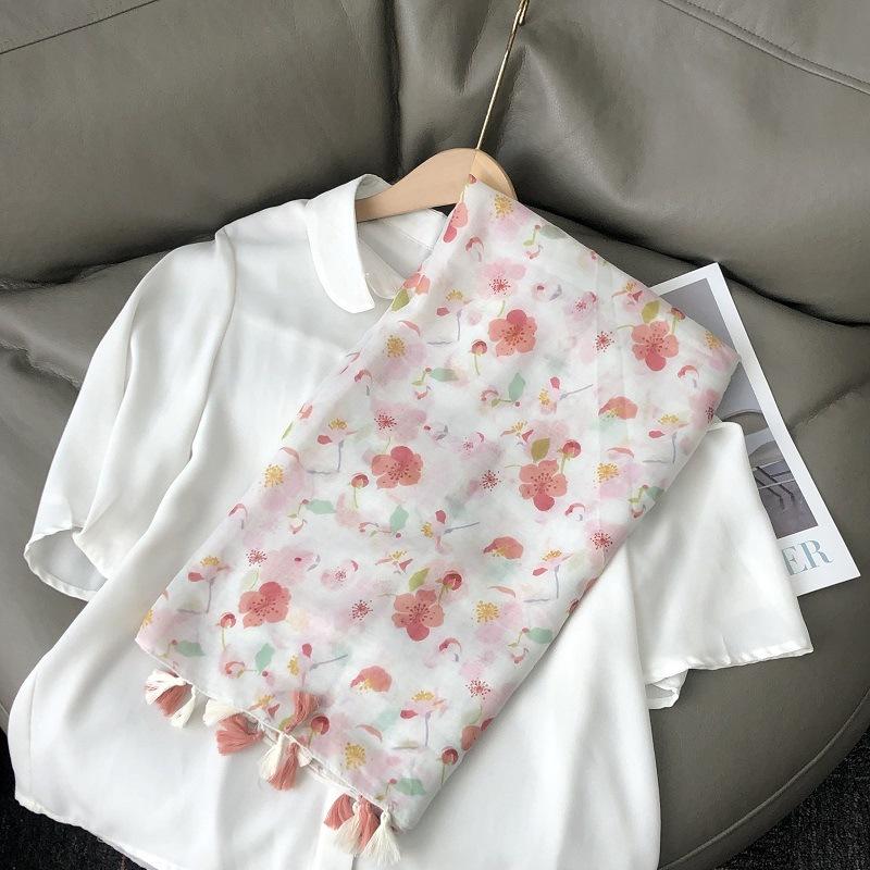 Fashion Luxury Brand Ombre Big Floral Tassel Viscose Shawl Scarf Lady Soft Thin Beach Wrap Pashmina Stole Bufandas Muslim Hijab
