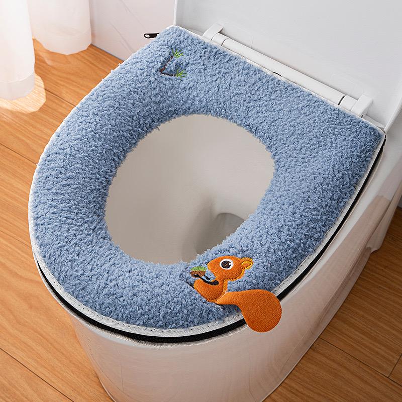 2pc/set Of Warm Toilet Seat Covers, Including Toilet Seat Cover And Toilet Lid Cover, Warm Soft Washable Closestool Seat Cushion