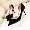 Women Shoes Suede Leather Kitten Heels Bowknot Stiletto Heels 7Cm Women Pumps Fashion High-heeled Shoes Sexy Wedding Shoes
