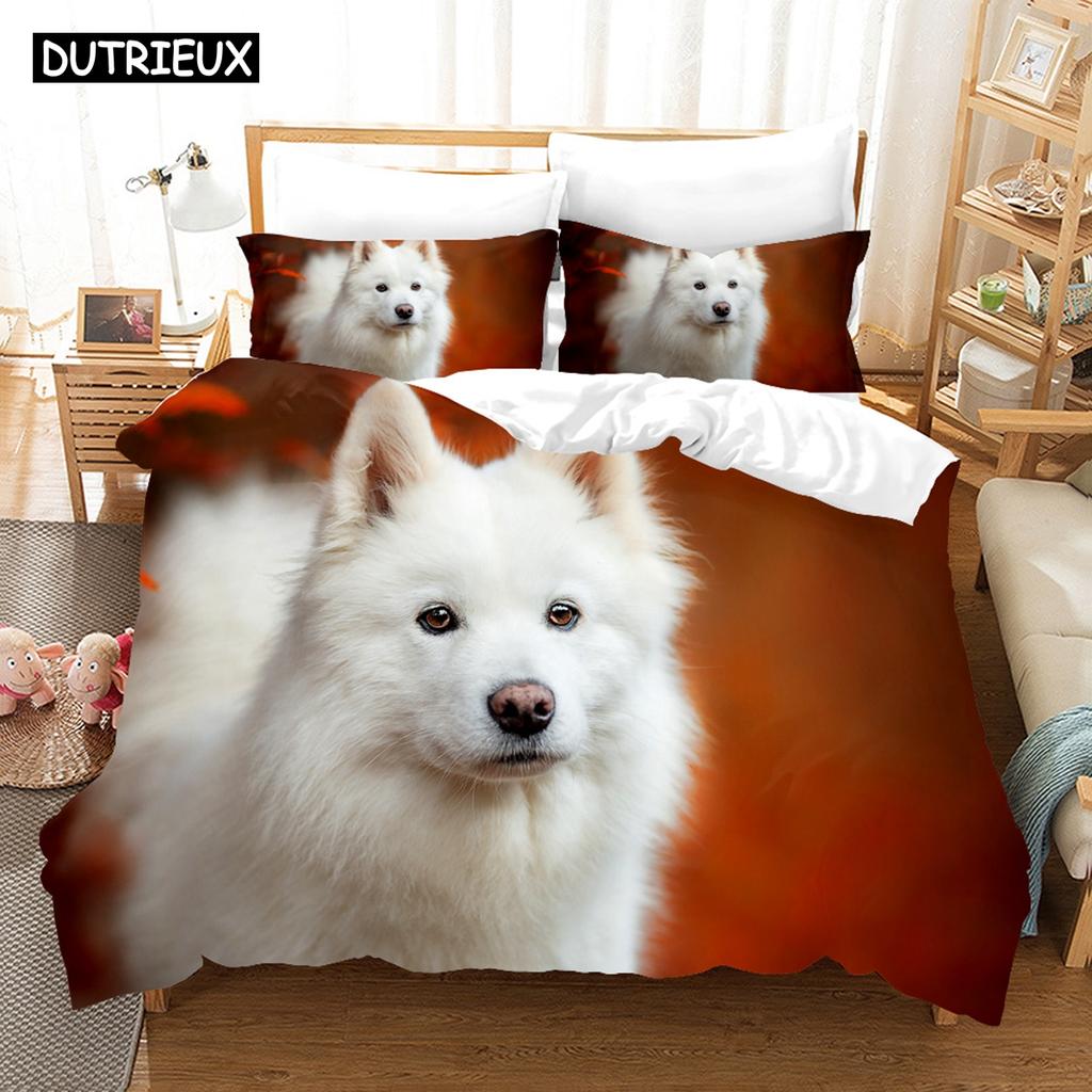 3D Комплекты постельного белья Самоед Набор пододеяльника с наволочкой Твин Фул Квин Кинг Постельные принадлежности Постельное белье