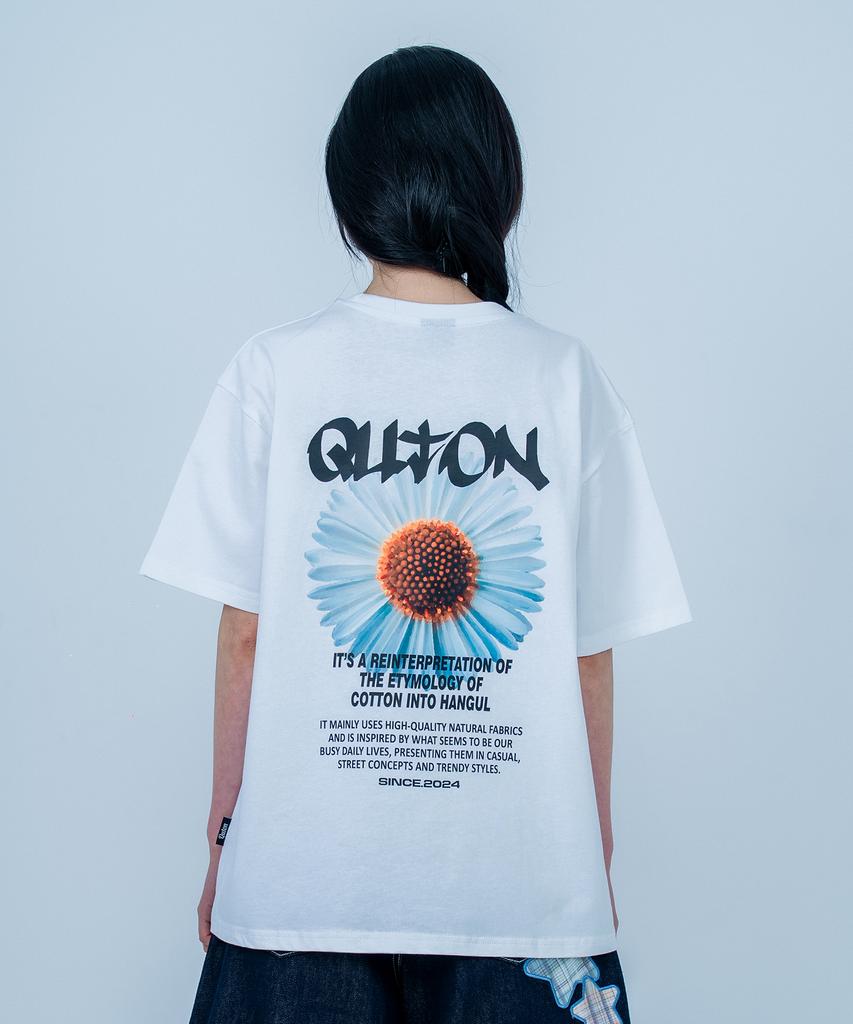 QUTON Daisy Ver2 Blue Oversized Heavy Short Sleeve T-Shirt