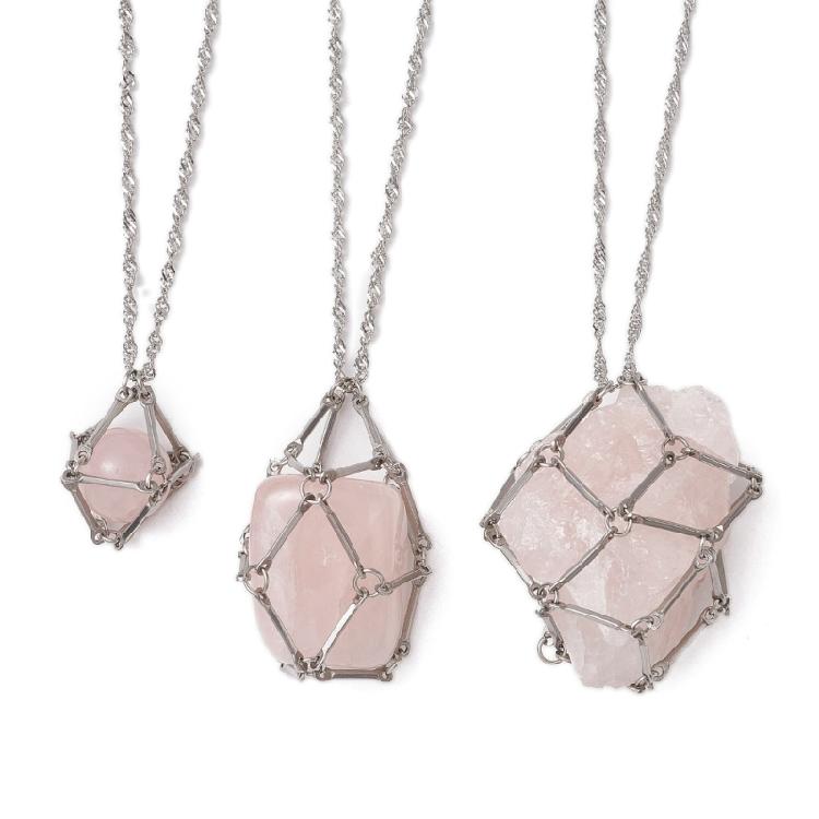 3 шт. Пустая Кристаллическая Клетка-Держатель Ожерелье Штабелируемая Цепочка на Шею для Мужчин Женщин DIY Украшения Подарок и Модные Аксессуары