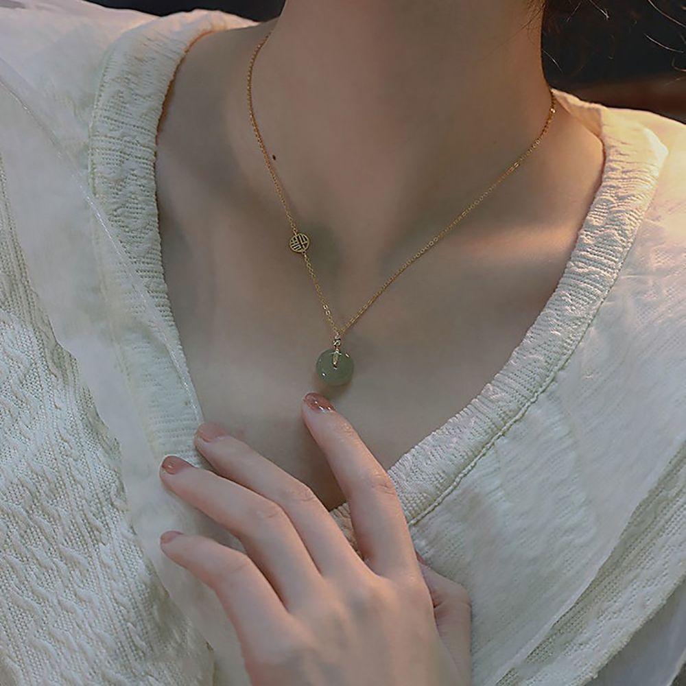 Gift Chinese Style Women Necklace Korean Style Clavicle Chain Round  Necklaces Fashion Jewelry