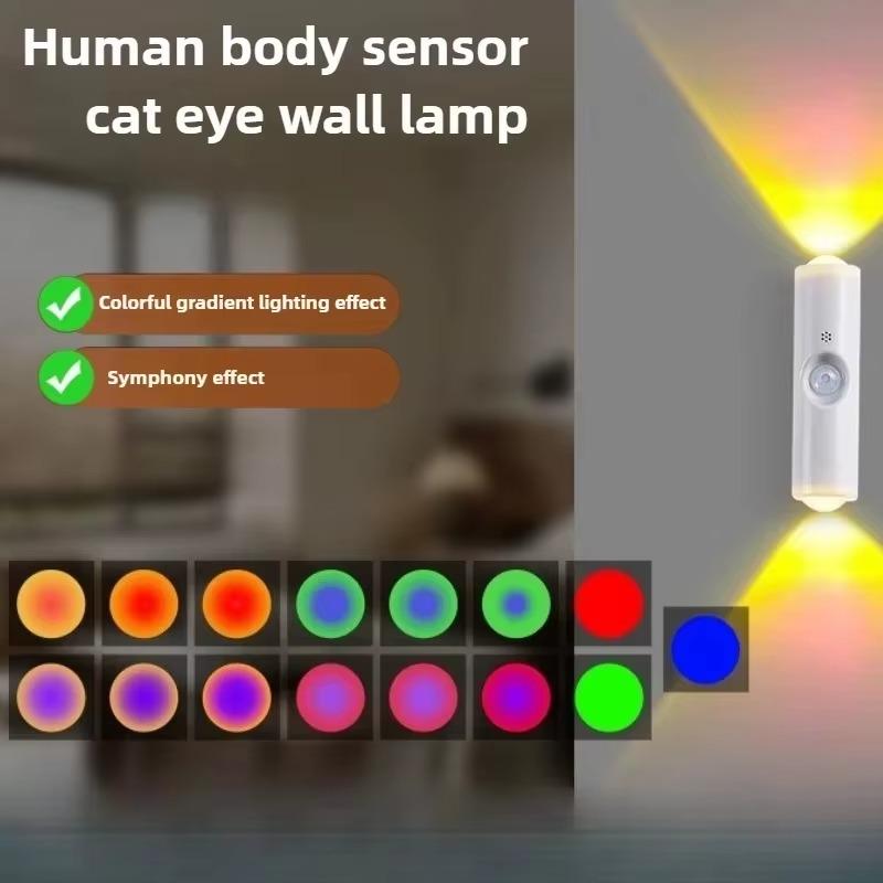 Умный RGB Градиентный Ночник Магнитный Датчик Движения Перезаряжаемый Настенный Светильник для Спальни Ванной Гардеробной Сада Домашний Декор