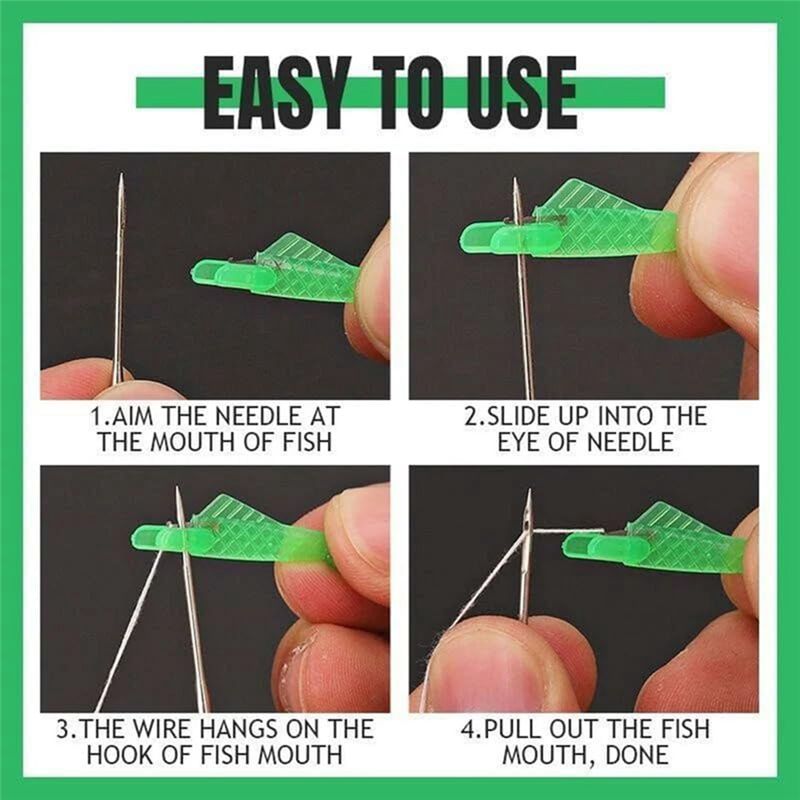 ABJI-Fish Mouth Sewing Machine Needle Threader, 2026 Upgrade Automatic Sewing Needle Threader Tool,100PCS