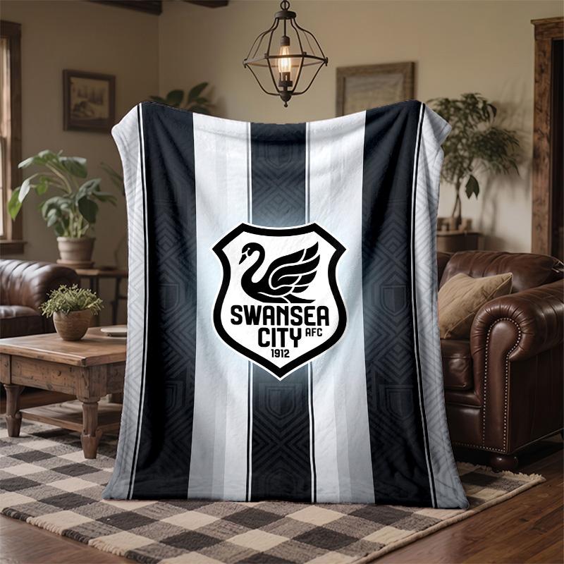 Swansea City Theme Fleece Blanket Cozy Soft Plush Blanket For Bedroom Couch Travel