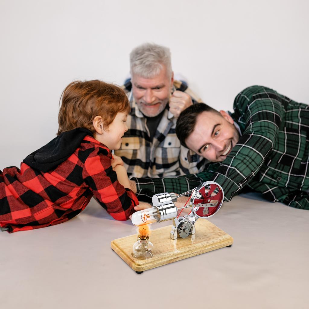 Комплект двигателя Стирлинга Электрический генератор Модель двигателя горячего воздуха Модель физического генератора со светодиодом