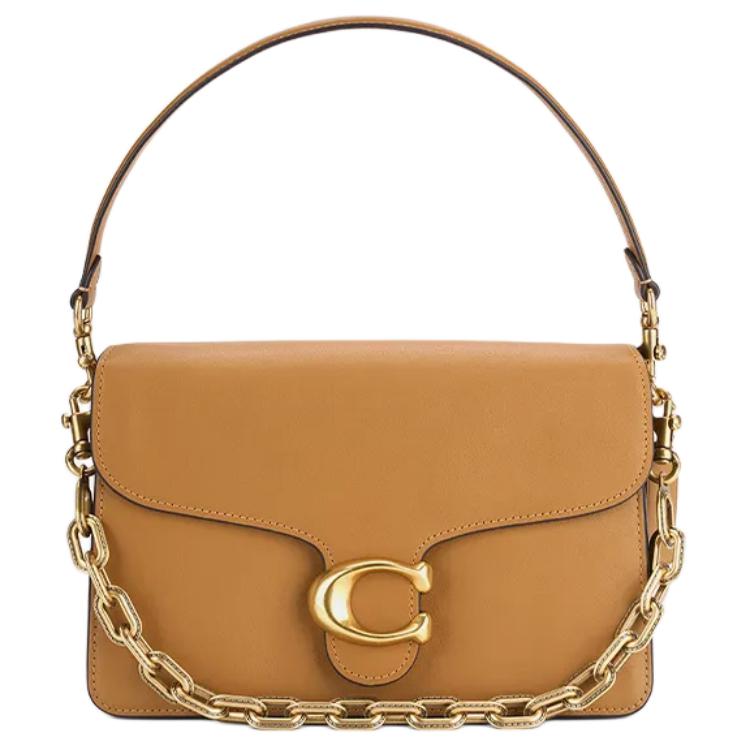 Coach Tabby 26 Gold Metal Logo Leather Shoulder Bag Medium Women shoulder bag Honey-Brown CAF52-B4T7J