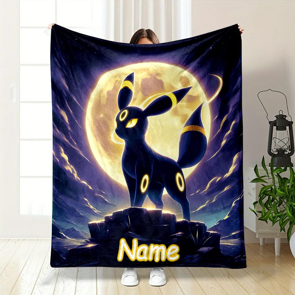 DIY Blanket P0kem0n Umbreon Printed with Name All Seasons for Couch - Super Soft Cozy Blankets for Women, Cute Gifts for Girls