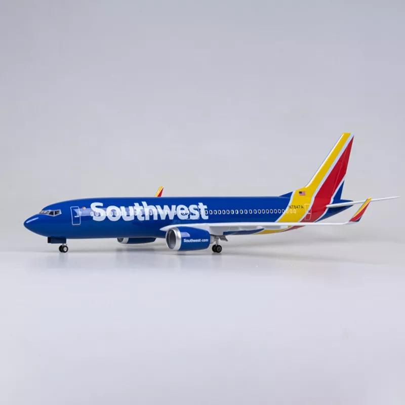 Большая модель самолета Southwest Airlines Boeing 737 Модели самолетов 1:Литые самолеты масштаба 85 со светодиодной подсветкой для домашнего декора Коллекцио