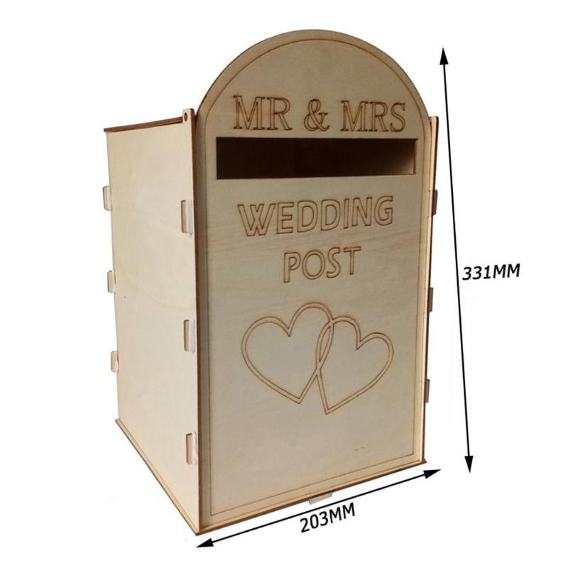 Wedding Card Solid Pine Royal Mail Style Exquisite Retro Personalized Post Box Wooden Name Card Box