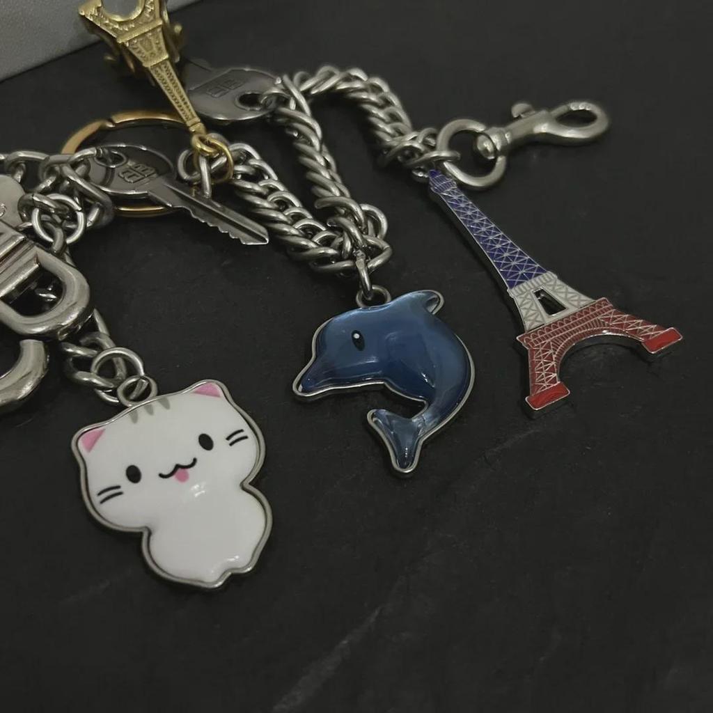 Paris Retro Chain Rodeo Motorcycle Bag Key Ring Pendant - High Quality