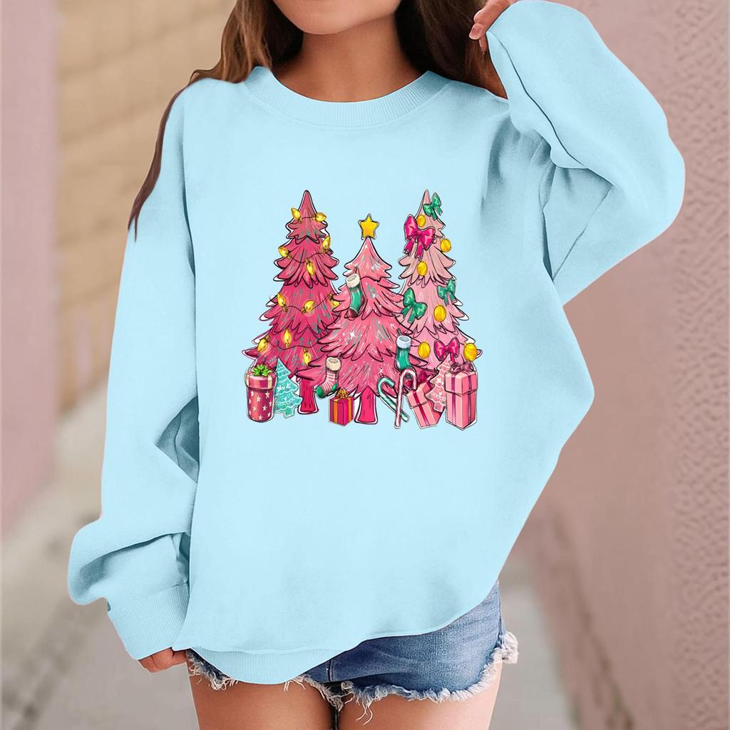 Children's Fashionable Casual Long-sleeved Loose Christmas Print Pullover Sweatshirt