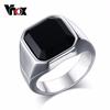 Vnox High Quality Men's Stone Ring Black High Polished Stainless Steel Men's Jewelry  Color Charm Ring For Men