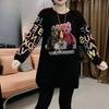 Осень и Зима Плюс Бархат Утолщенный Модный Свободный Свитер Алмазный Медведь Круглый Вырез Топ Женский