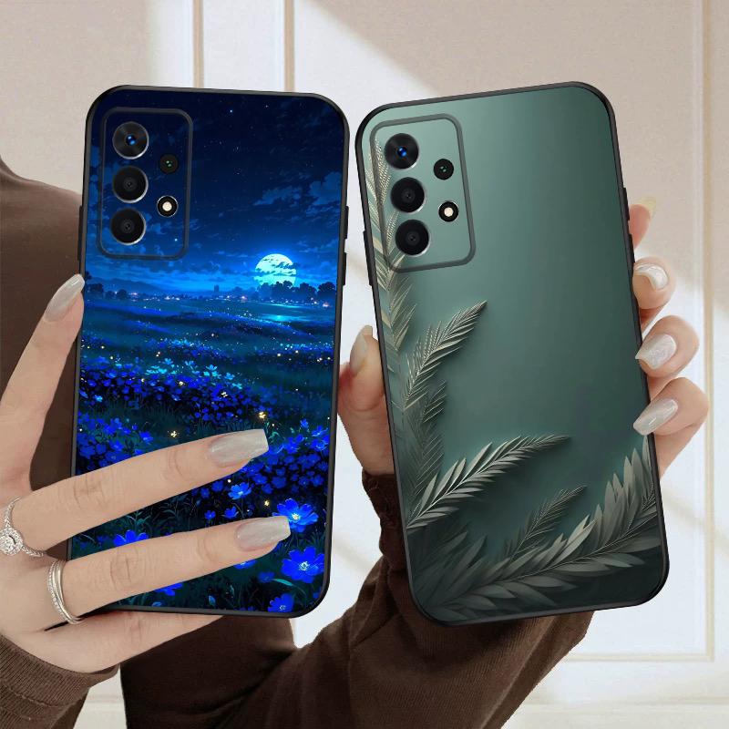 Черный лист Изображение Для Samsung A03 Core A 04 05 06 12 14 15 16 22 23 Galaxy A25 26 4G 34 35 52 53 56 71 73 90 5G мягкий чехол для телефона