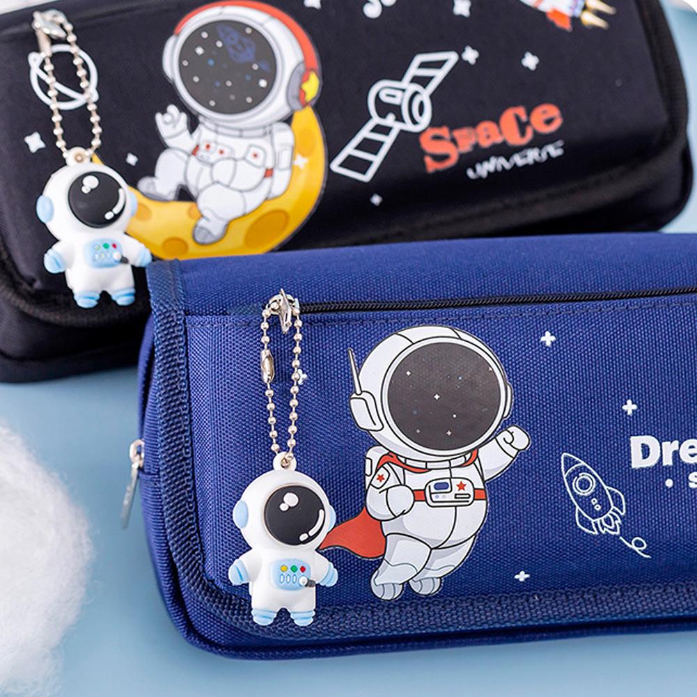 Space Astronaut Pencil Case Large Capacity Kids Stationery Bag School Studen Cartoon Canvas Pencil Bag Korean Stationery