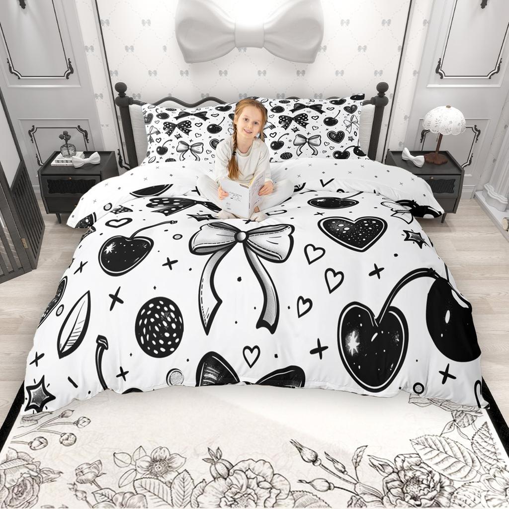 Комплект пододеяльника в стиле принцессы Homewish, Розовый комплект постельного белья с лентами и бантами, Комплект пододеяльника с бантами для девочек