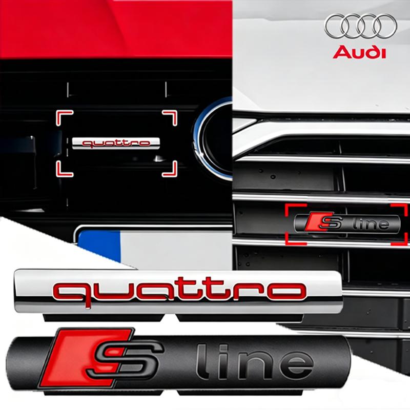 2026 1Pc 3D Car S LINE Emblem Sticker Front Grille Badge Decoration Quattro Logo For 4YGYE Sline A1 A3 A4 A5 A6 A7 A8 Q2 S1 S3 RS5 RS6