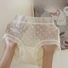 Cute Jacquard Mesh Underwear Women's Mulberry Silk Antibacterial Crotch Mid Waist Briefs Soft Skin Friendly Triangle Panties
