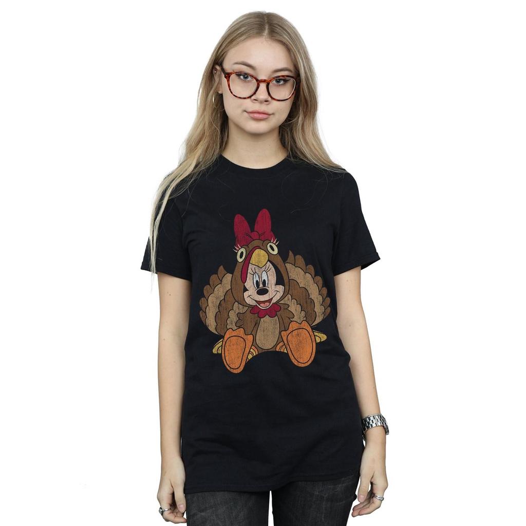 Disney Womens/Ladies Minnie Mouse Thanksgiving Turkey Costume Cotton Boyfriend T-Shirt
