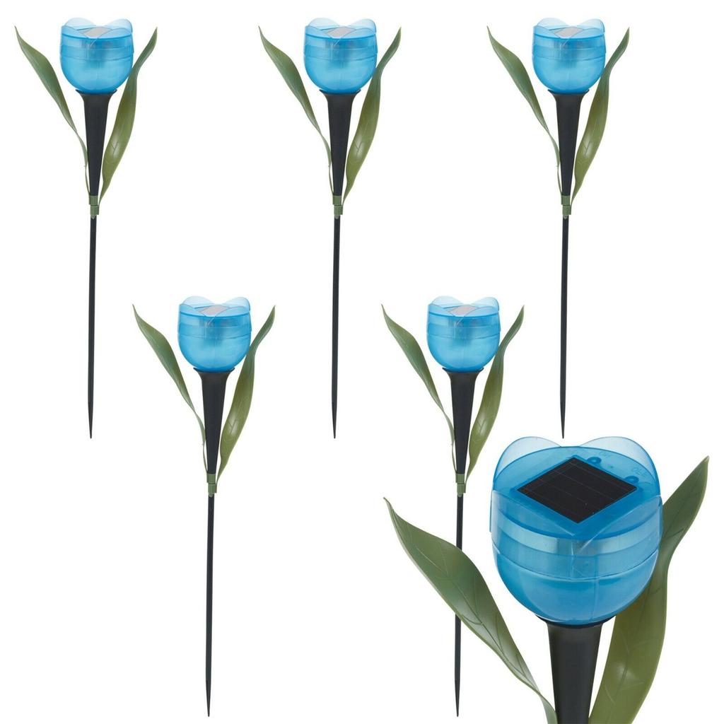 6XGarden Tulip Flower Shape LED Solar Powered Lights Outdoor Yard Standing Decor