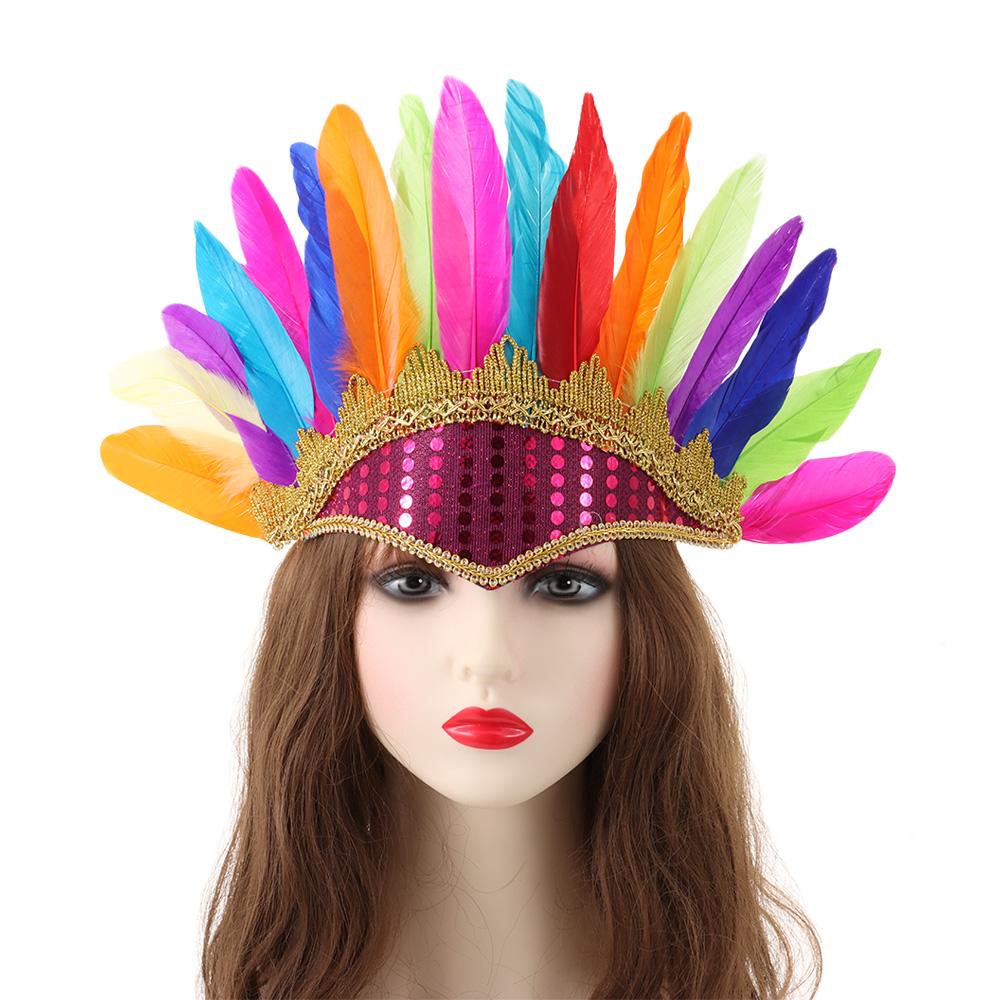 Feather Carnival Costume Colored Headwear Feather Headdress Fancy Dress Party Headpiece Headwear