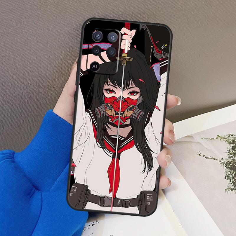 Чехол с изображением аниме Neon Oni Girl для OPPO A15 A16 A3S A5S A52 A72 A94 A74 A54 A83 A91 A93 A31 A5 A9 2020 A53 S