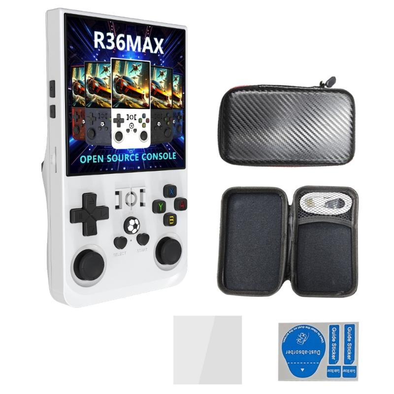 Игровая консоль R36Max с открытым исходным кодом, 4-дюймовый IPS-экран, портативная, игровая, на системе Linux, карманный игровой плеер, подарок для детей