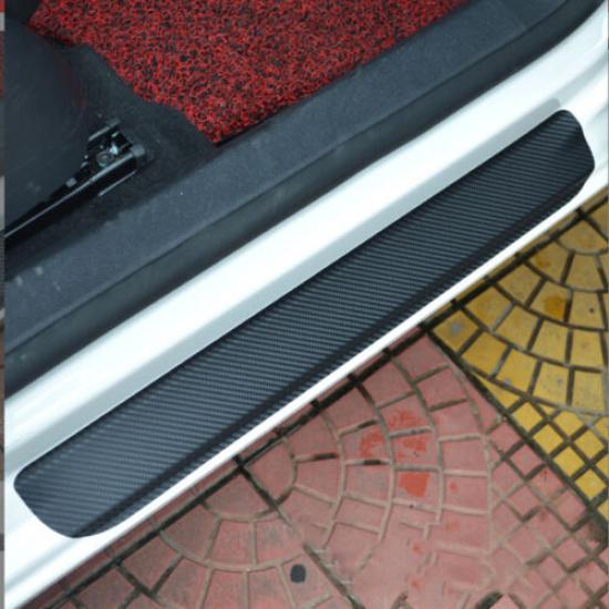4x Carbon Fiber Car Door Plate Sill Scuff Cover Anti-Scratch Stickers black